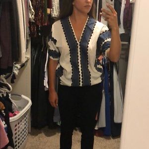 Blue and white tunic